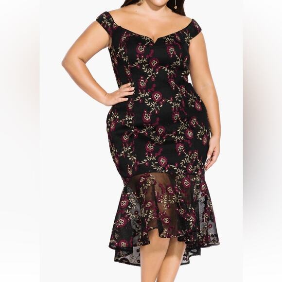 City Chic Dresses & Skirts - NWT City Chic embroidered off the shoulder Decadence mermaid dress